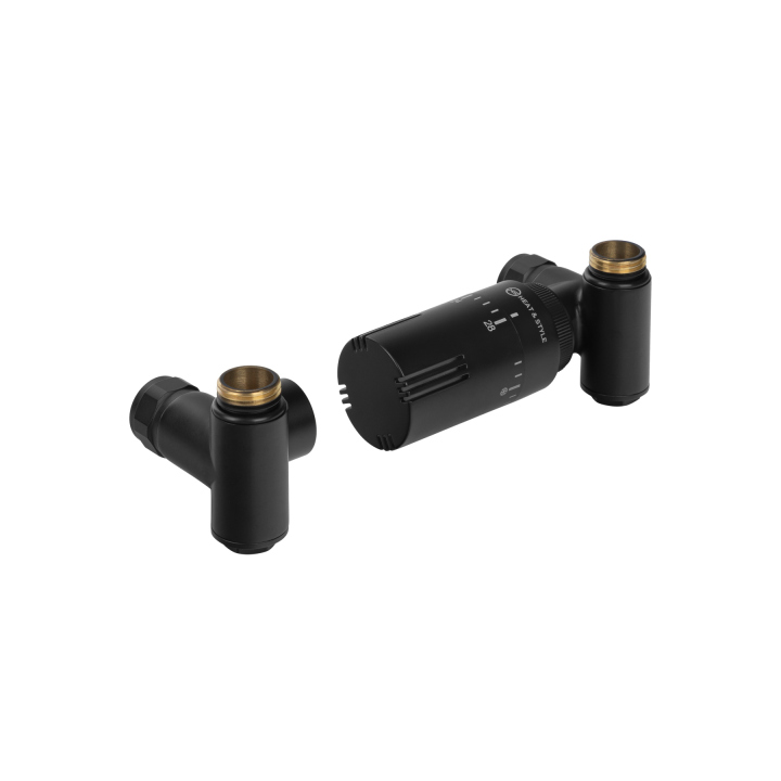 Zestaw termostatyczny Hybrid Valve Invest, czarny prawy