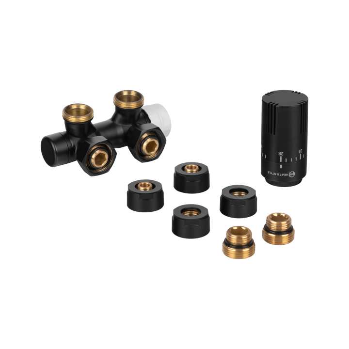 Zawór termostatyczny zespolony MULTIFLOW INVEST, czarny uniwersalny