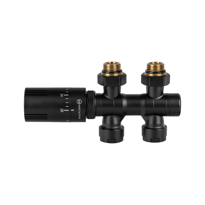 Zawór termostatyczny zespolony MULTIFLOW INVEST, czarny uniwersalny