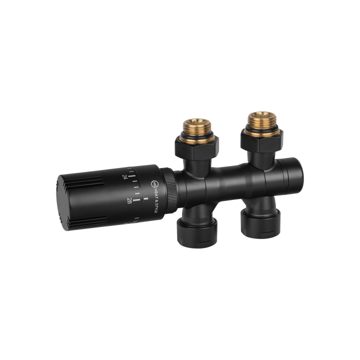 Zawór termostatyczny zespolony MULTIFLOW INVEST, czarny uniwersalny