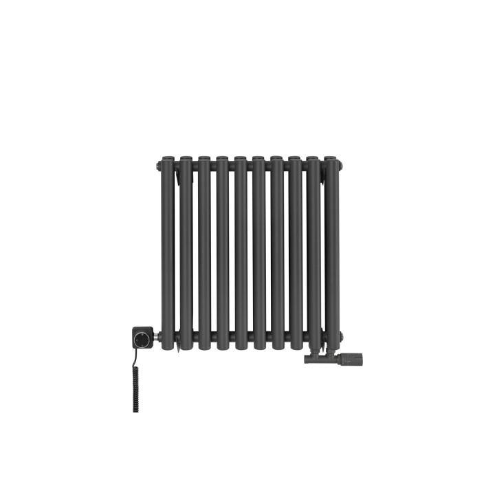 Grzejnik dekoracyjny hybrydowy poziomy Gilda 600x590 grafit MOA