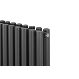 Grzejnik dekoracyjny hybrydowy poziomy Gilda 600x590 grafit MOA