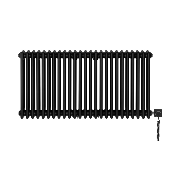 Grzejnik dekoracyjny elektryczny poziomy CL3E 575x1145 czarny, grzałka z prawej strony