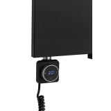 Grzejnik dekoracyjny elektryczny płaski Concert 1600x500 czarny, grzałka z lewej strony