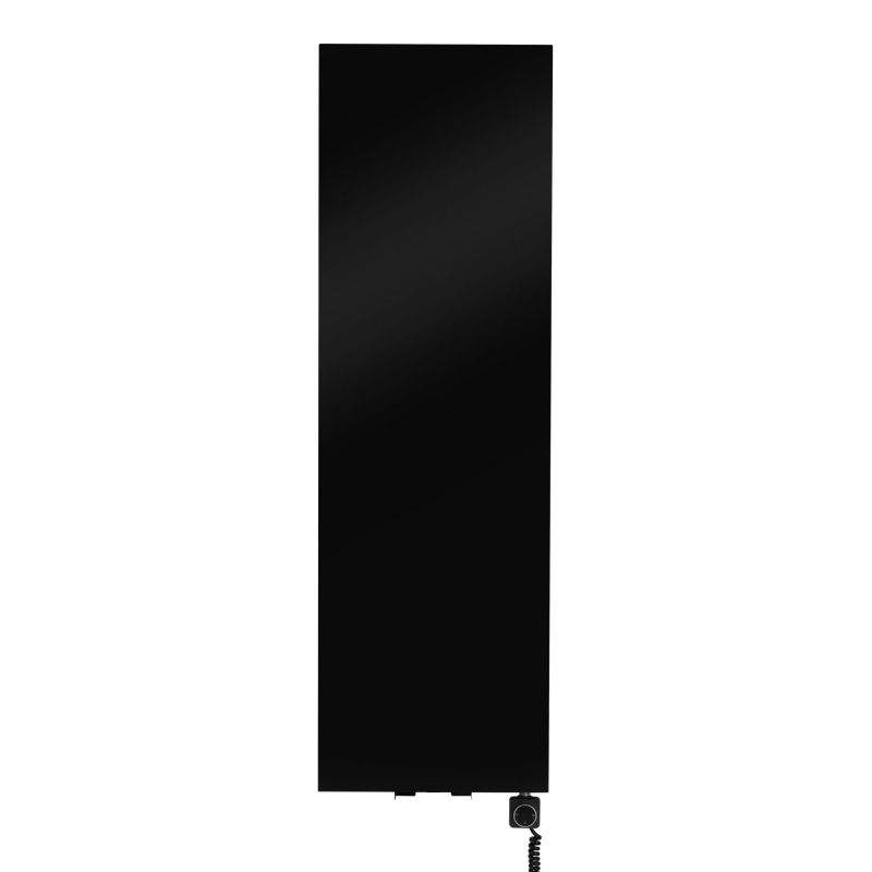 Grzejnik dekoracyjny elektryczny płaski Concert 1600x500 czarny, grzałka z prawej strony