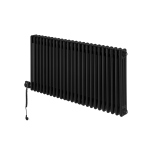 Grzejnik dekoracyjny elektryczny poziomy CL3E 575x1145 czarny, grzałka z lewej strony