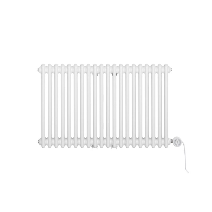 Grzejnik dekoracyjny elektryczny poziomy CL3E 575x920 biały, grzałka z prawej strony