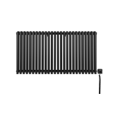 Grzejnik dekoracyjny elektryczny poziomy Nomad 600x1170 czarny, grzałka z prawej strony