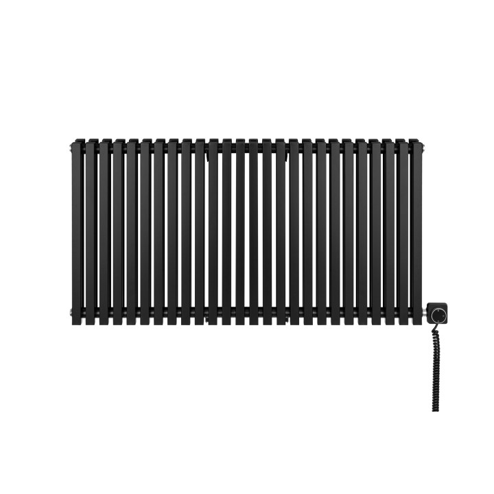 Grzejnik dekoracyjny elektryczny poziomy Nomad 600x1170 czarny, grzałka z prawej strony