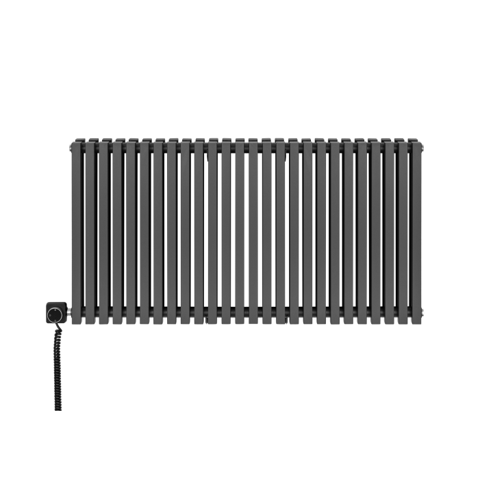 Grzejnik dekoracyjny elektryczny poziomy Nomad 600x1170 grafit, grzałka z lewej strony