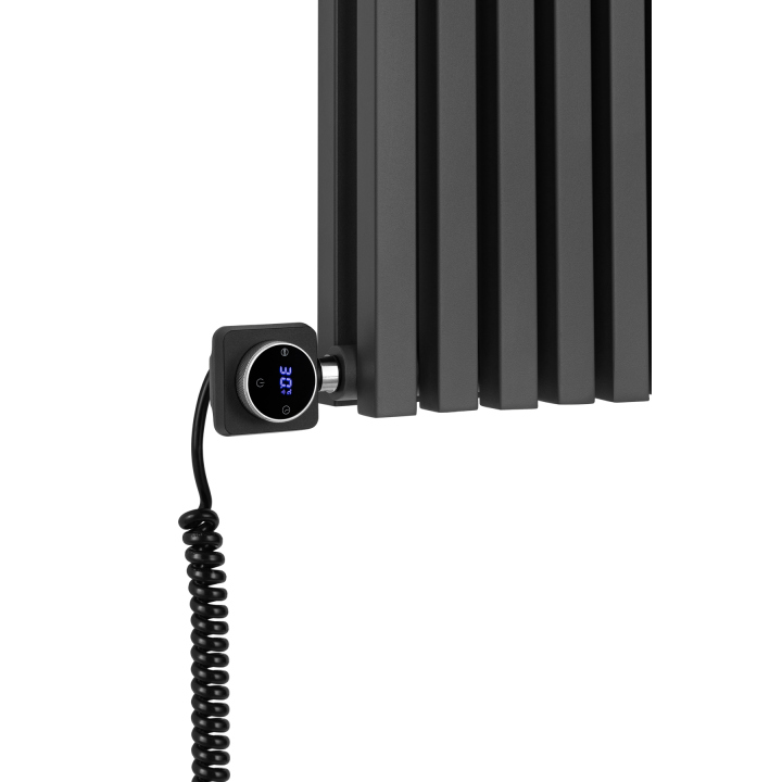 Grzejnik dekoracyjny elektryczny poziomy Nomad 600x1170 grafit, grzałka z prawej strony