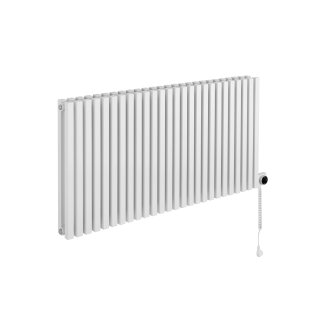 Grzejnik dekoracyjny elektryczny poziomy Nomad 600x1170 biały, grzałka z prawej strony