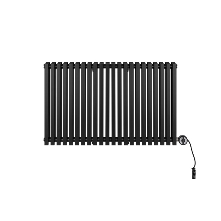 Grzejnik dekoracyjny elektryczny poziomy Nomad 600x990 czarny, grzałka z prawej strony
