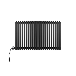 Grzejnik dekoracyjny elektryczny poziomy Nomad 600x990 czarny, grzałka z lewej strony