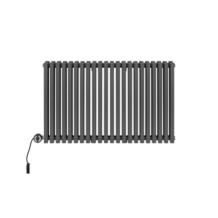 Grzejnik dekoracyjny elektryczny poziomy Nomad 600x990 grafit, grzałka z lewej strony