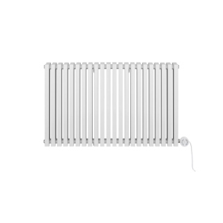 Grzejnik dekoracyjny elektryczny poziomy Nomad 600x990 biały, grzałka z prawej strony