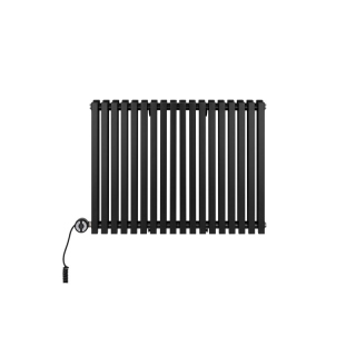Grzejnik dekoracyjny elektryczny poziomy Nomad 600x810 czarny, grzałka z lewej strony