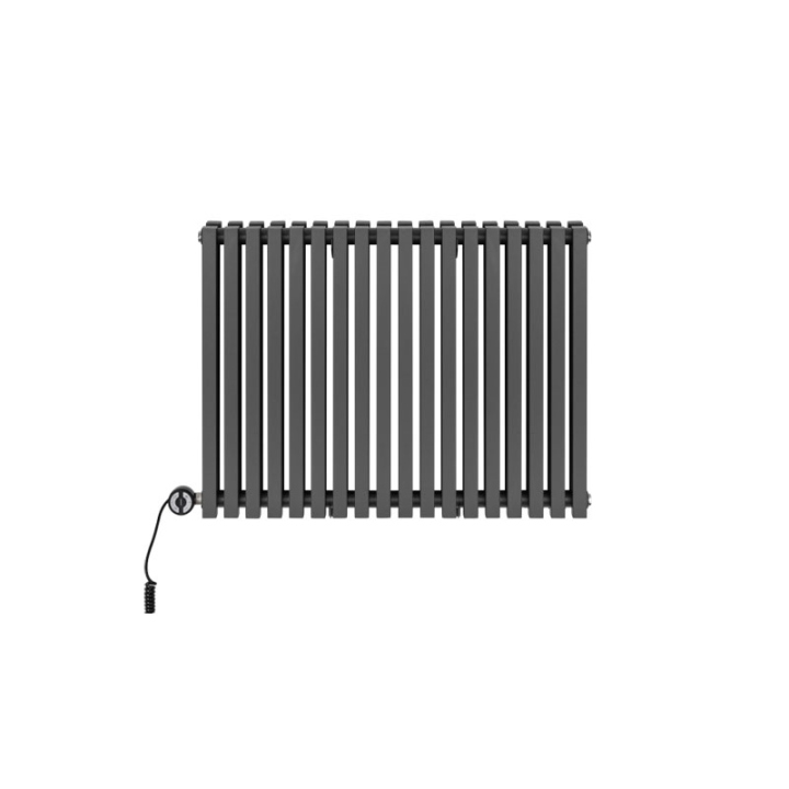 Grzejnik dekoracyjny elektryczny poziomy Nomad 600x810 grafit, grzałka z lewej strony