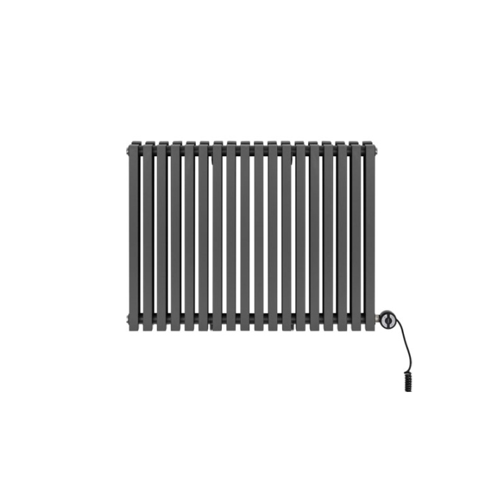 Grzejnik dekoracyjny elektryczny poziomy Nomad 600x810 grafit, grzałka z prawej strony