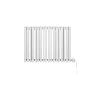 Grzejnik dekoracyjny elektryczny poziomy Nomad 600x810 biały, grzałka z prawej strony