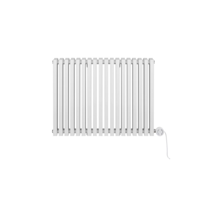 Grzejnik dekoracyjny elektryczny poziomy Nomad 600x810 biały, grzałka z prawej strony