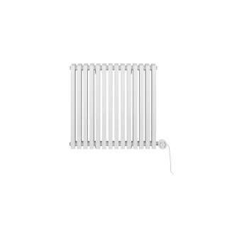 Grzejnik dekoracyjny elektryczny poziomy Nomad 600x630 biały, grzałka z prawej strony