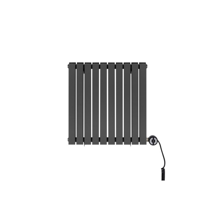 Grzejnik dekoracyjny elektryczny poziomy Judy 600x590 grafit, grzałka z prawej strony
