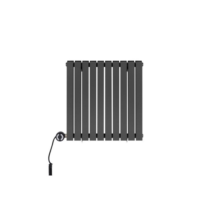 Grzejnik dekoracyjny elektryczny poziomy Judy 600x590 grafit, grzałka z lewej strony