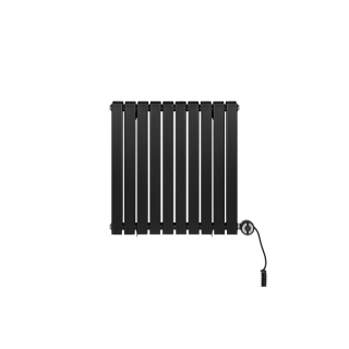 Grzejnik dekoracyjny elektryczny poziomy Judy 600x590 czarny, grzałka z prawej strony