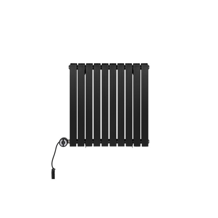 Grzejnik dekoracyjny elektryczny poziomy Judy 600x590 czarny, grzałka z lewej strony