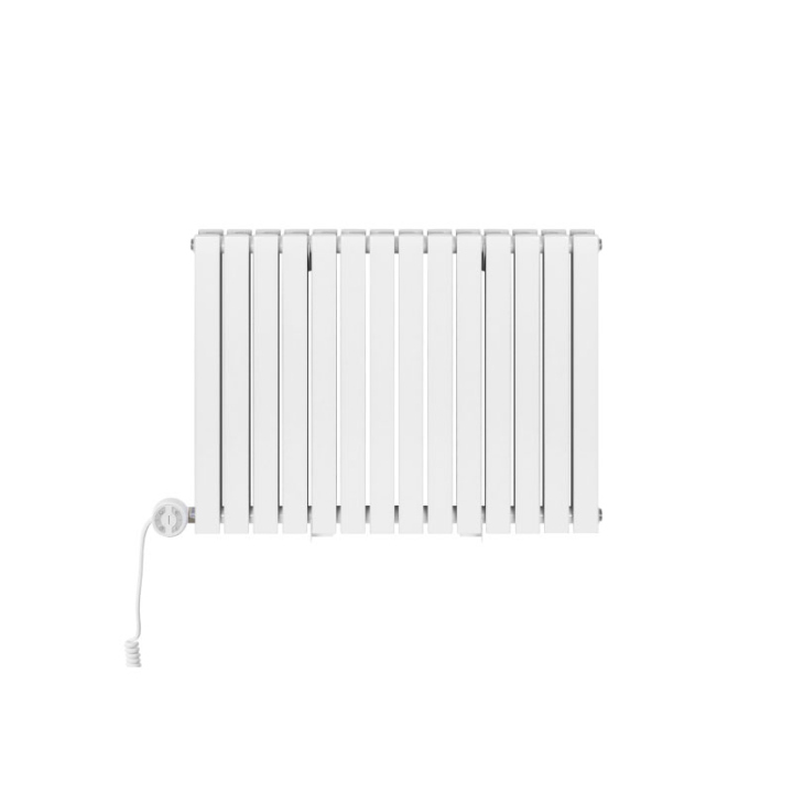Grzejnik dekoracyjny elektryczny poziomy Judy 600x826 biały, grzałka z lewej strony