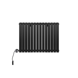 Grzejnik dekoracyjny elektryczny poziomy Judy 600x826 czarny, grzałka z lewej strony