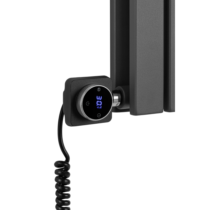 Grzejnik dekoracyjny elektryczny poziomy Judy 600x1062 grafit, grzałka z lewej strony