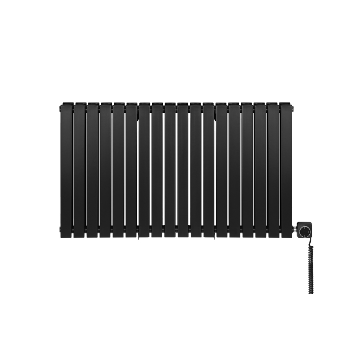 Grzejnik dekoracyjny elektryczny poziomy Judy 600x1062 czarny, grzałka z prawej strony