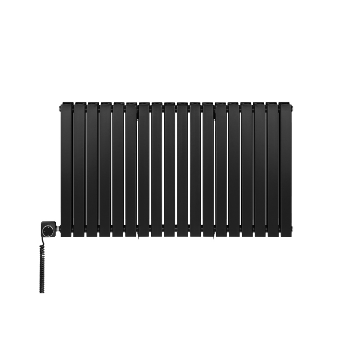 Grzejnik dekoracyjny elektryczny poziomy Judy 600x1062 czarny, grzałka z lewej strony