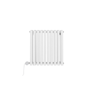 Grzejnik dekoracyjny elektryczny poziomy Gilda 600x590 biały, grzałka z lewej strony