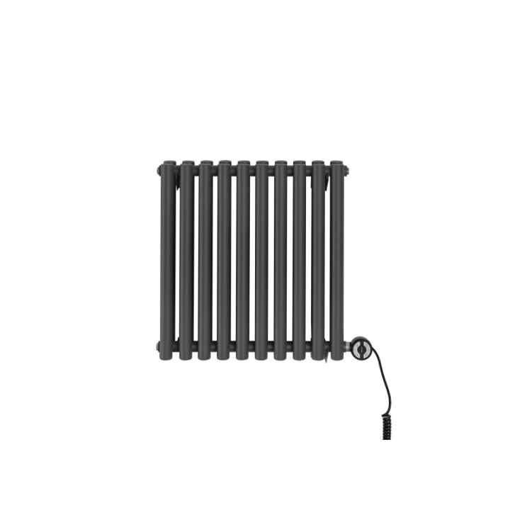 Grzejnik dekoracyjny elektryczny poziomy Gilda 600x590 grafit, grzałka z prawej strony