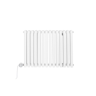 Grzejnik dekoracyjny elektryczny poziomy Gilda 600x826 biały, grzałka z lewej strony