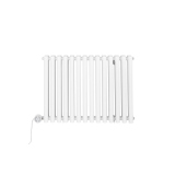 Grzejnik dekoracyjny elektryczny poziomy Gilda 600x826 biały, grzałka z lewej strony