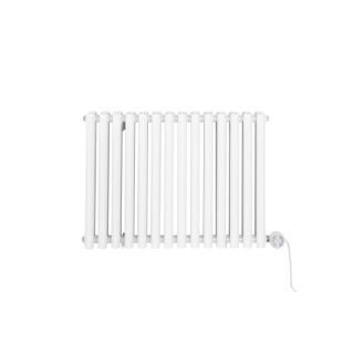 Grzejnik dekoracyjny elektryczny poziomy Gilda 600x826 biały, grzałka z prawej strony