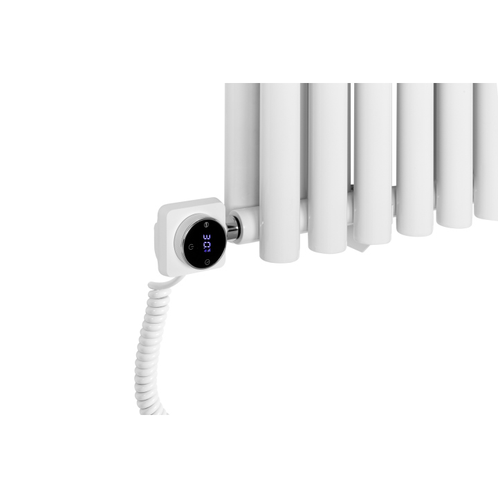 Grzejnik dekoracyjny elektryczny poziomy Gilda 600x1062 biały, grzałka z prawej strony