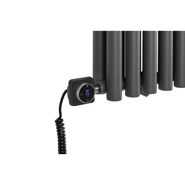 Grzejnik dekoracyjny elektryczny poziomy Gilda 600x1062 grafit, grzałka z lewej strony