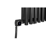 Grzejnik dekoracyjny elektryczny poziomy Gilda 600x1062 czarny, grzałka z lewej strony