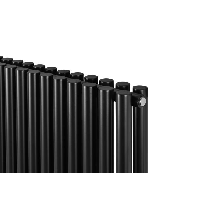 Grzejnik dekoracyjny elektryczny poziomy Gilda 600x1062 czarny, grzałka z prawej strony