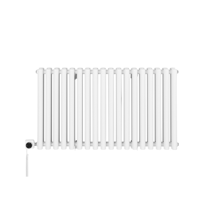 Grzejnik dekoracyjny elektryczny poziomy Gilda 600x1062 biały, grzałka z lewej strony