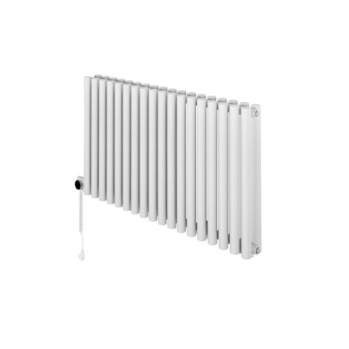 Grzejnik dekoracyjny elektryczny poziomy Gilda 600x1062 biały, grzałka z lewej strony