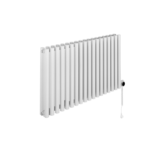 Grzejnik dekoracyjny elektryczny poziomy Gilda 600x1062 biały, grzałka z prawej strony