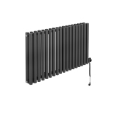 Grzejnik dekoracyjny elektryczny poziomy Gilda 600x1062 grafit, grzałka z prawej strony