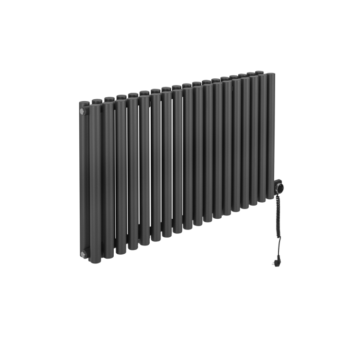 Grzejnik dekoracyjny elektryczny poziomy Gilda 600x1062 grafit, grzałka z prawej strony