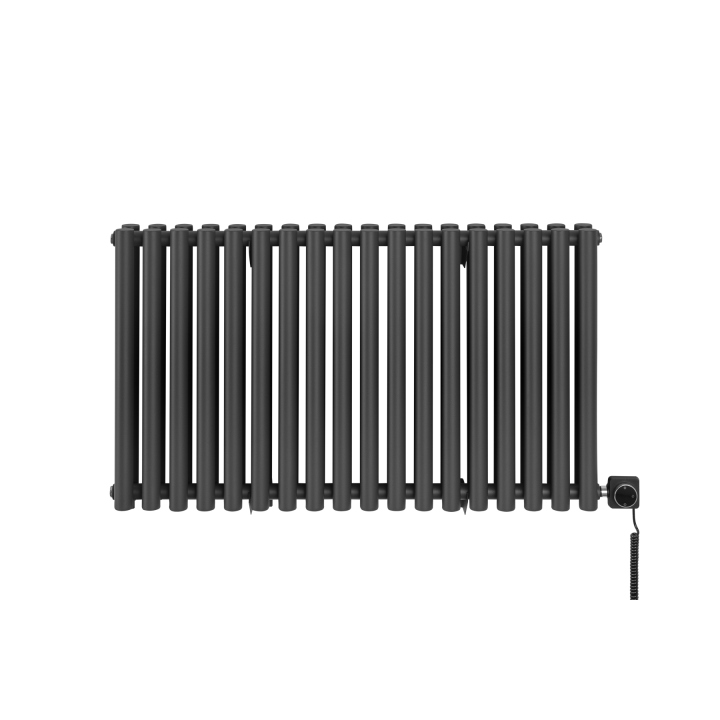 Grzejnik dekoracyjny elektryczny poziomy Gilda 600x1062 grafit, grzałka z prawej strony